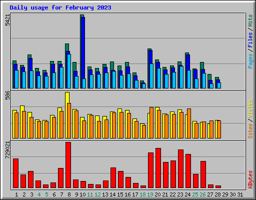 Daily usage for February 2023